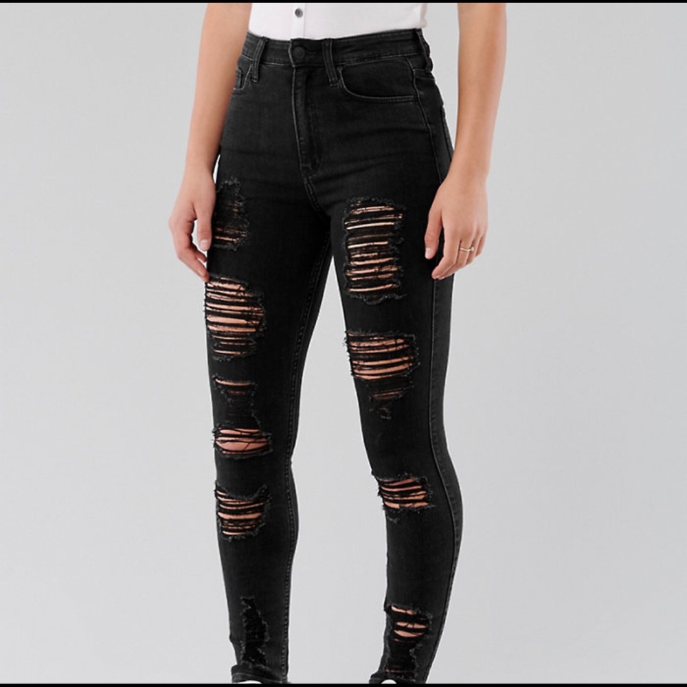 Hollister’s black distressed jeans.